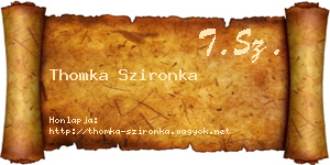 Thomka Szironka névjegykártya